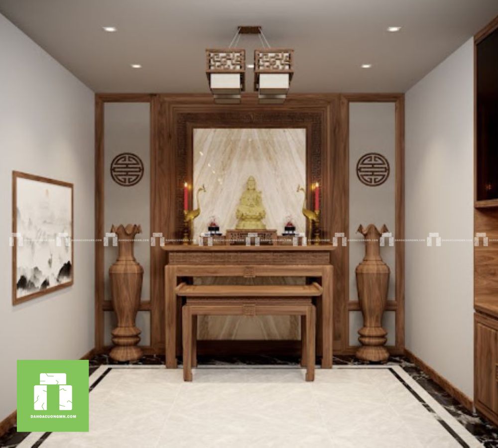 Thi công ốp đá phòng thờ 